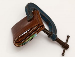 wallet closed by a clamp