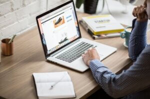 person working at a laptop