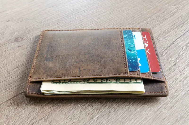 wallet with cards and money