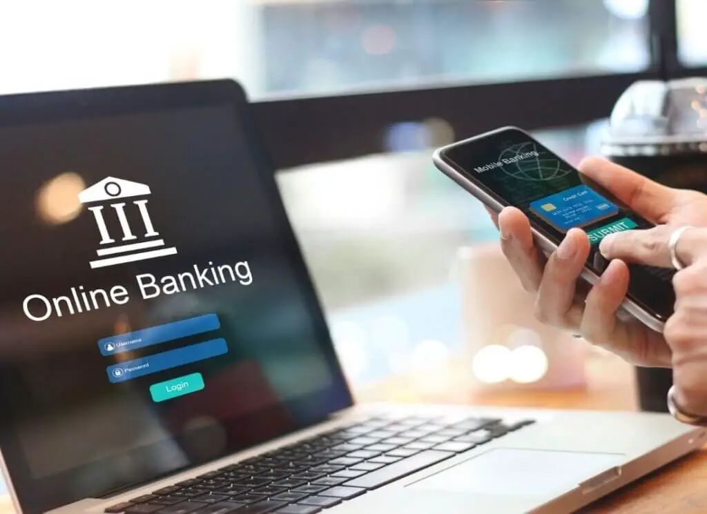 online banking on computer and phone