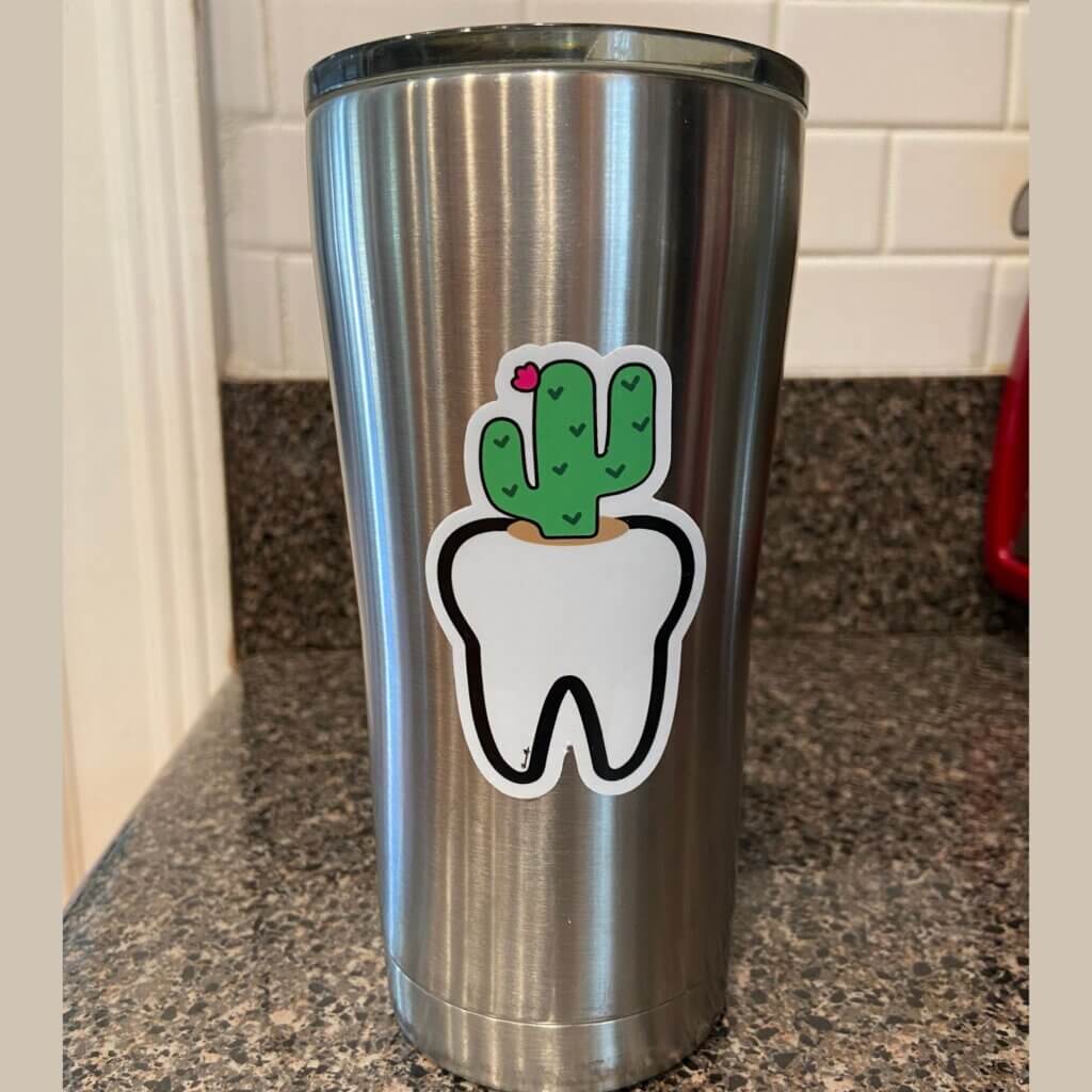 cactus tooth sticker on cup