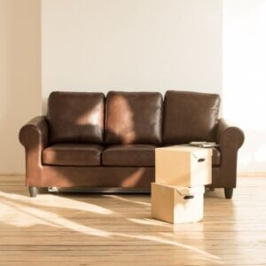 couch with move in boxes