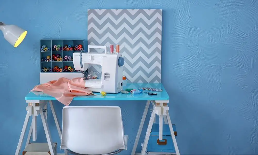 sewing desk with sewing machine